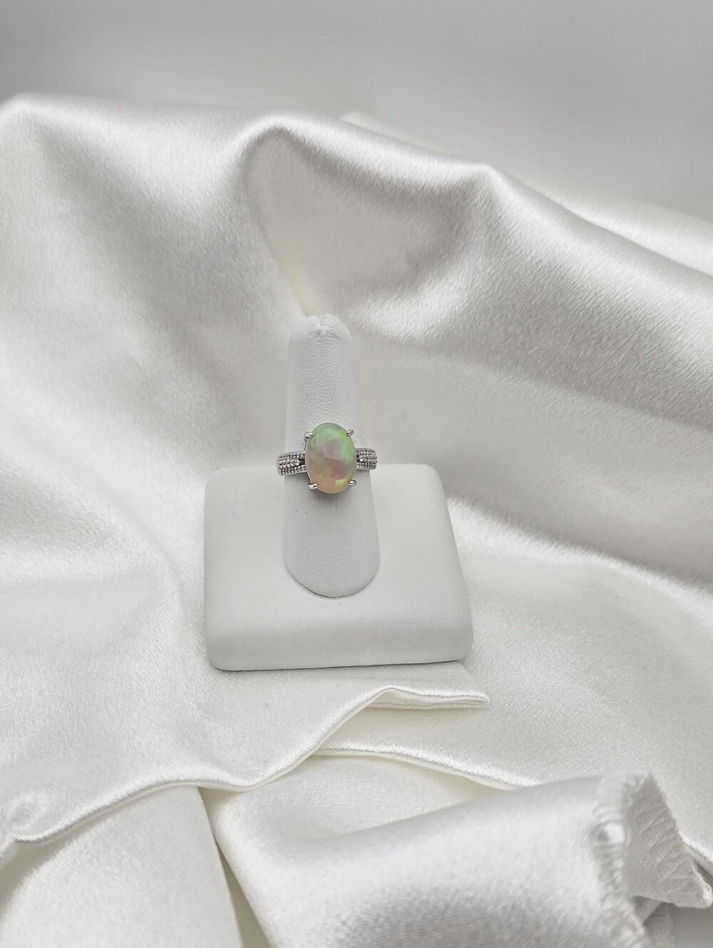 Firey Ethopian Opal Oval Cut Sterling Silver 925 Statement Ring